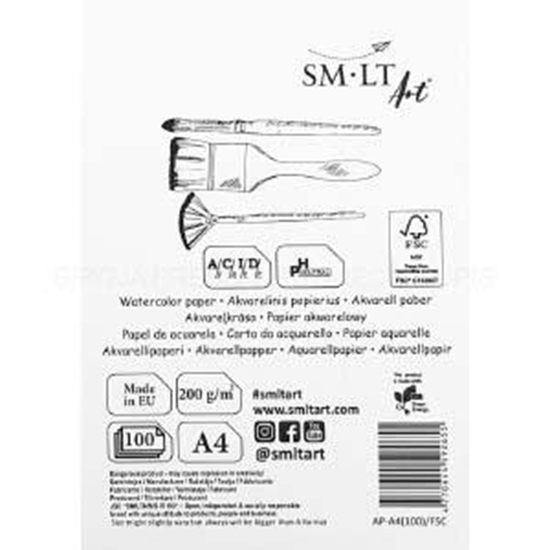 Изображение Akvareļu papīrs A4, 100 lapas, 200g/m2 SMLT