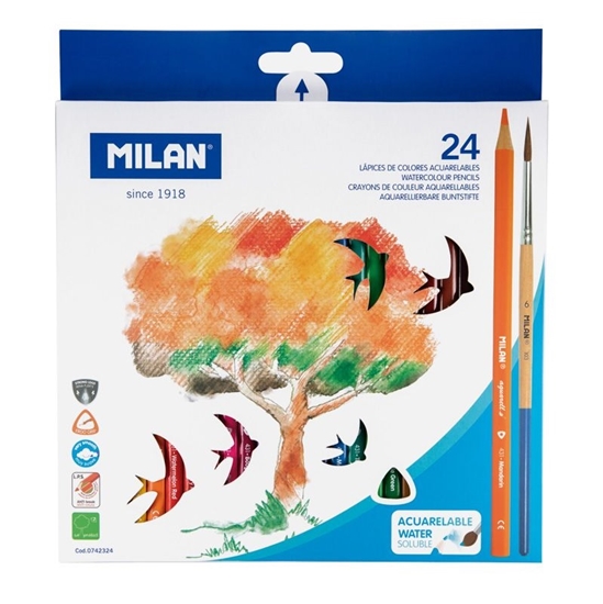 Изображение Akvareļu zīmuļi 24 krāsas, trīsstūrveida, Milan