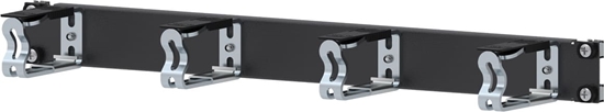 Изображение Apranet 19"-Kabelführung 1 HE mit 4 Kabelösen Metall, schwarz