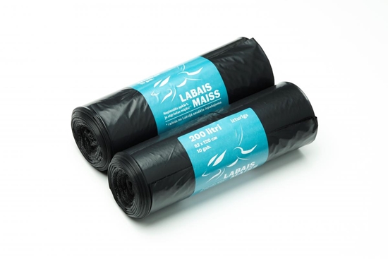 Picture of Atkritumu maisi 200L, 82x120cm, melni, 40mikr, LDPE, LABAIS MAISS, 10gab/rul, 16rul/kastē