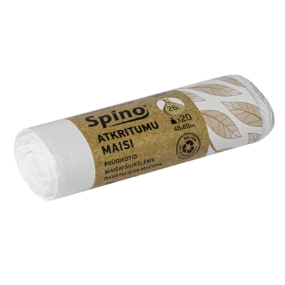 Picture of Atkritumu maisi 25L, 48x60cm, balti, 10mikr, HDPE, MULTIPACK, 20gab/rul, 50rul/kastē