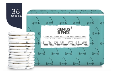 Picture of Autiņbiksītes-biksītes GeGe JUNIOR, izmērs 5 (12-18 kg), 36 gab.,(4 iep/kastē)