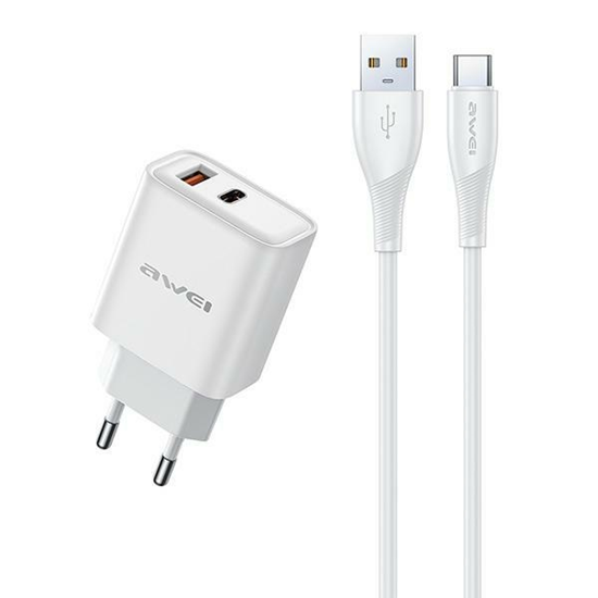 Picture of AWEI ład. siec. PD81T-EU 22.5W + kabel USB + USB-C
