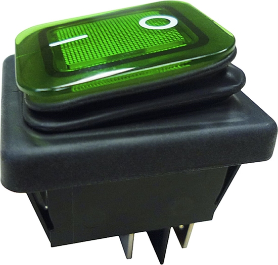 Picture of Bachmann Wippenschalter Serie 3627, Aus schalter, bel., 2polig, IP65, schwarz / grün