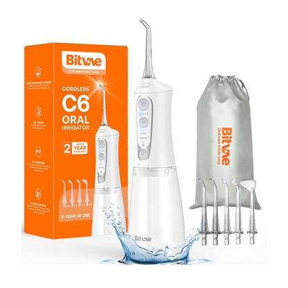 Picture of Bitvae C6 irigators 300ml ūdens tvertne / x6 sprauslas / 3 režīmi / 20-100PSI White