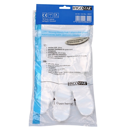 Изображение Cimdi LDPE, Polyclassic Soft, L, blisterī, (50gab) (100iep/kastē)