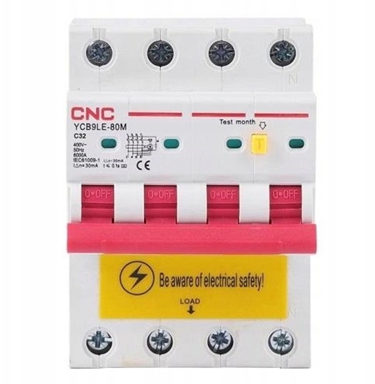 Изображение CNC CNC Nuotkio rel su automatiniu ijungikliu, 4P, 32A, C klass, 30mA, 6kA