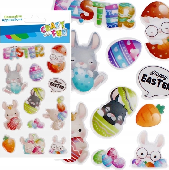 Изображение Craft with Fun OZDOBA DEK NAKLEJKI PUFFY ZAJACZ 12SZT CF 12/288