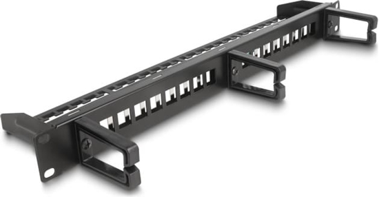 Picture of Delock 19″ Keystone Patch Panel 16 port with 3 hooks and strain relief 1U black