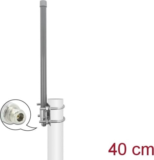 Picture of Delock 433 MHz Antenna N jack 2 dBi 40 cm omnidirectional fixed outdoor grey