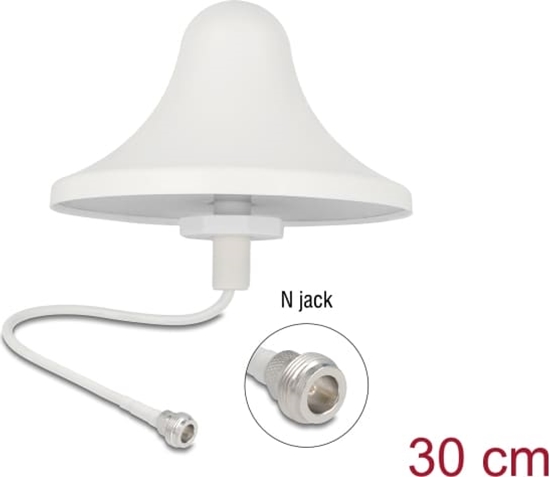 Picture of Delock 4G WiFi 2.4 GHz Antenna N jack 3 dBi 30 cm RG-58 omnidirectional ceiling mount white