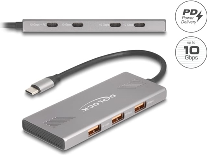 Изображение Delock 7 Port USB Hub 10 Gbps with 4 x USB Type-C™ female and 3 x USB Type-A female with PD 80 W