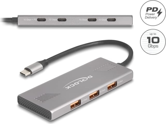 Изображение Delock 7 Port USB Hub 10 Gbps with 4 x USB Type-C™ female and 3 x USB Type-A female with PD 80 W