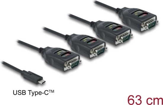 Picture of Delock Adapter USB Type-C™ to 4 x Serial RS-232 DB9 with 15 kV ESD protection