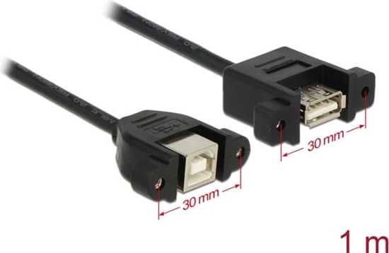 Picture of Delock Cable USB 2.0 Type-B female panel-mount > USB 2.0 Type-A female panel-mount 1 m