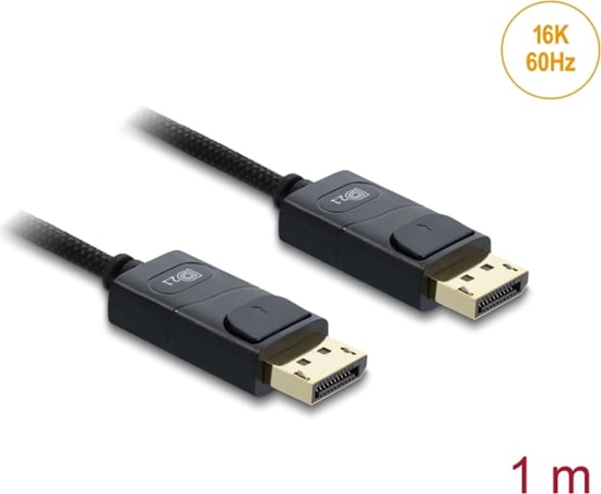 Picture of Delock Coaxial DisplayPort cable 16K 60 Hz 80 Gbps with braided coating 1 m