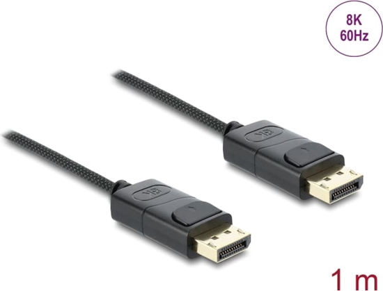 Изображение Delock Coaxial DisplayPort cable 8K 60 Hz with braided coating 1 m