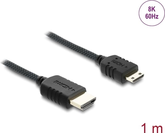 Изображение Delock Coaxial High Speed HDMI cable HDMI male to Mini HDMI male 8K 60 Hz with braided coating 1 m