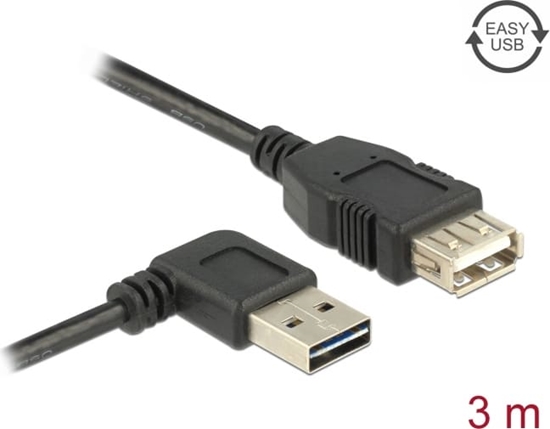 Изображение Delock Extension cable EASY-USB 2.0 Type-A male angled left / right > USB 2.0 Type-A female 3 m