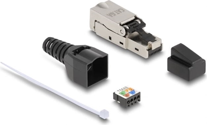 Picture of Delock RJ45 plug to LSA with strain relief and dust cover Cat.6A toolfree