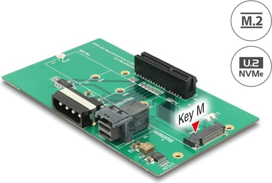 Picture of Delock U.2 SFF-8643 Adapter to PCIe x4 or M.2 Key M slot with fixing plate