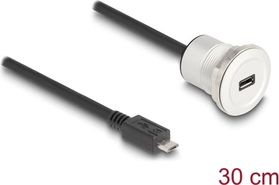 Picture of Delock USB 2.0 Micro-B built-in female with cable plug 30 cm aluminium