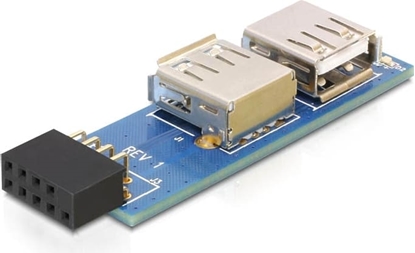 Picture of Delock USB pin header female > 2 x USB 2.0 female - left / right