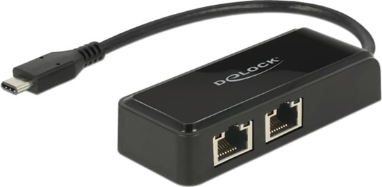 Picture of Delock USB Type-C™ Network Adapter Gigabit LAN 2 x RJ45