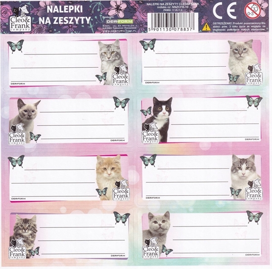Изображение Derform Nalepki na zeszyty Cleo i Frank K (25szt) DERFORM
