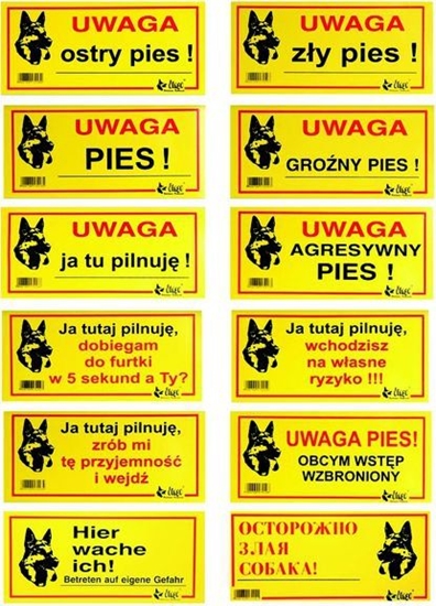 Picture of Dingo Tabliczka ostrzegawcza metalowa - "Uwaga grony pies!"