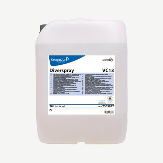 Изображение Diversey Diverspray VC13 20L šķidrs kodīgs mazgāšanas līdzeklis piena rūpniecības iekārtam
