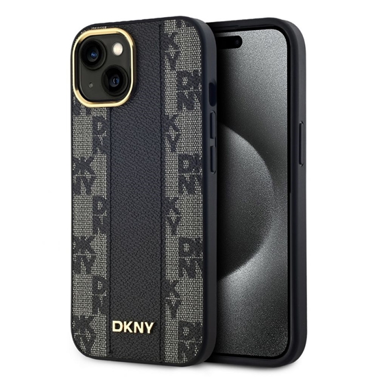 Picture of DKNY Apple DKNY PU Leather Checkered Pattern Magsafe Case for iPhone 15 Black