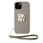Attēls no DKNY Apple DKNY PU Leather Stack Logo Wrist Strap Case for iPhone 15 Beige