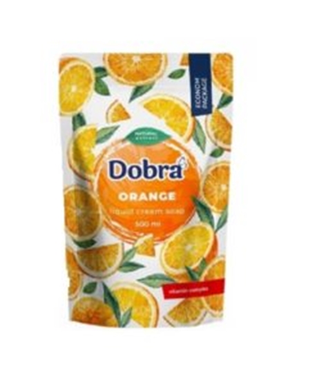 Изображение DOBRA šķidrās krēmziepes rezerve APELSĪNS 500ml ( Izcelsmes valsts Ukraina )