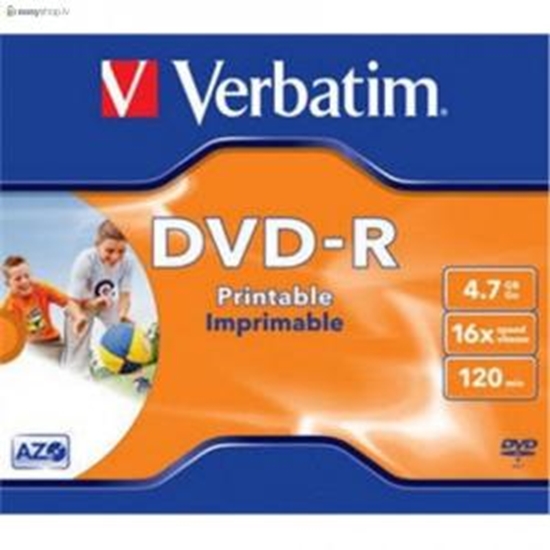 Picture of DVD-R 4,7Gb 120min x16 printable, jewel kastīte