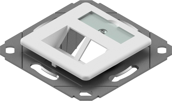 Picture of Easylan preLink / fixLink Data Outlet, 2 ports, central plate 9x31,8 mm RAL 9010
