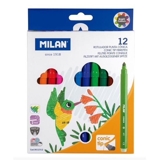 Изображение Flomāsteri  12 krāsas d=5mm conic tip, MILAN