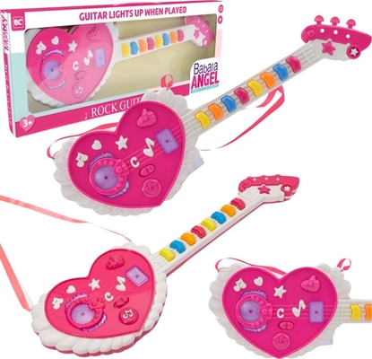 Picture of GITARA INTERAKTYWNA DLA DZIECI SERCE EFEKTY WIETLNE INSTRUMENT MUZYCZNY