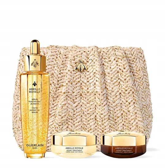 Изображение GUERLAIN_SET Abeille Royale Advanced Youth Watery Oil olejek do twarzy 50ml + Honey Treatment Day Cream krem do twarzy 15ml + Honey Treatment Night Cream krem do twarzy na noc 15ml + Cosmetic Pouch