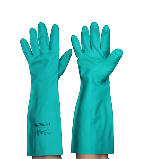 Изображение Gumijas cimdi ar floku "SATIN GREEN", XL, 580 mik. (pāris), (6pāri iepak.), 72gab/kastē