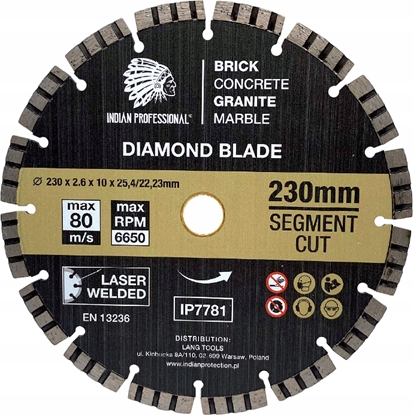 Изображение INDIAN PROFESSIONAL TARCZA DIAMENTOWA 230mm SEGMENT TURBO CUT  INDIAN PROFESSIONAL