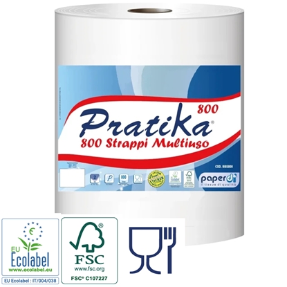 Picture of Industriālais papīrs PRATIKA 800, 2-slāņu, balts, 800 loksnes (22,8x25cm), 200m, 16g/m2, ø