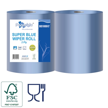 Picture of Industriālais papīrs, SUPER BLUE, zils, celuloza, 2 slāņi, d-29 cm, 340 m, 1000 loks.