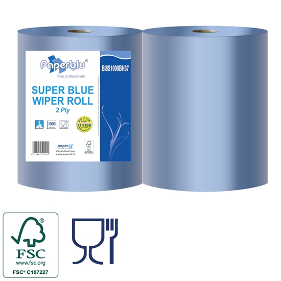 Picture of Industriālais papīrs, SUPER BLUE, zils, celuloza, 2 slāņi, d-29 cm, 340 m, 1000 loks.