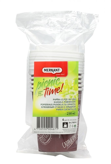 Picture of MERKANT Papīra glāzes, 230ml, ø 80 mm, 1sl., komplekts ar vāku, 6 gab./40 iep. kastē