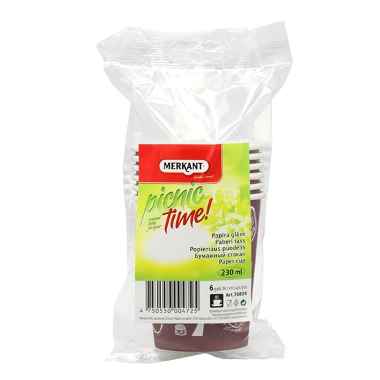 Picture of MERKANT Papīra glāzes, 230ml, ø80mm, 1 sl, 6 gab/ 40iep. kastē