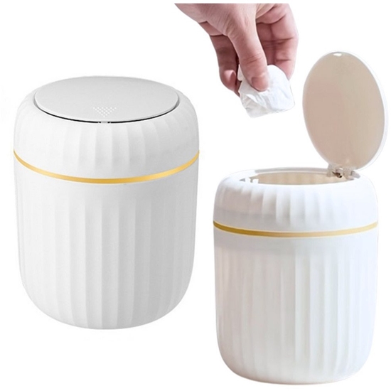 Изображение Mini Kosz Na mieci Otwierana Pokrywa Uniwersalny Elegancki Biay