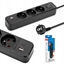 Attēls no Montis Przeduacz elektryczny czarny 3-gniazdowy z USB 1,5m MT185-BK-1,5