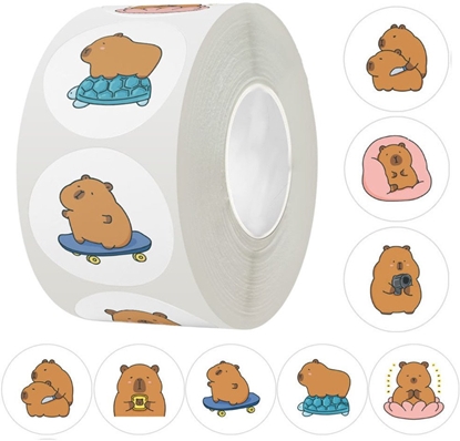 Изображение Naklejki Z Kapibar Tama Rónorodne Wzory 2,5cm 500szt