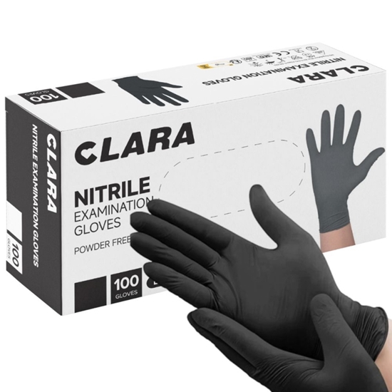 Picture of Nitrila cimdi bez pūdera Clara, melni (L), (100gab), (10 iep/kastē)